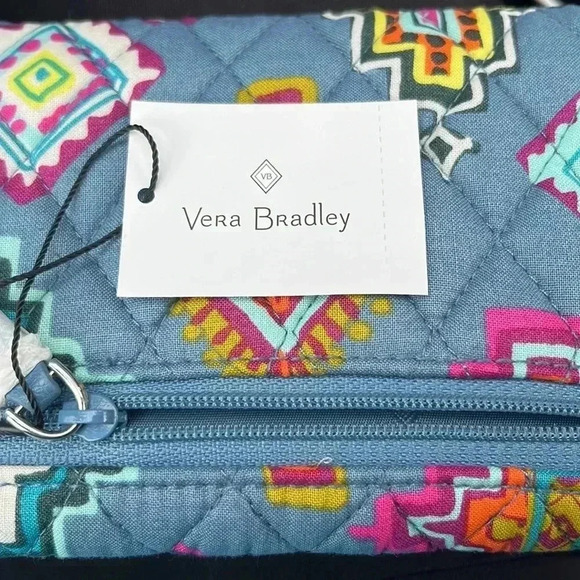 🆕 Vera Bradley Trifold Wallet Aztec Blue New With Tags and Glasses Case Bundle - Picture 8 of 11